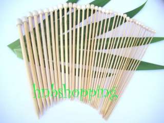 18 Pairs Sizes Bamboo Single Pointed Knitting Needle 10 US size 0 15 