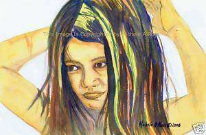 Beautiful Watercolor painting Tahitian Hawaiian Girl  