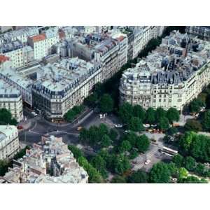 Overhead of Streets and Buildings from the Eiffel Tower, Paris, France 