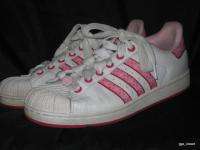 Womans Adidas Pink White Logo SUPERSTAR Shoes Athletic 9  