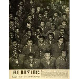  1943 Print WWII African American Troops Chorus Soldiers 