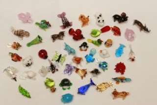 ADORABLE SET OF 45 MINIATURE GLASS ANIMALS GREAT VALUE  