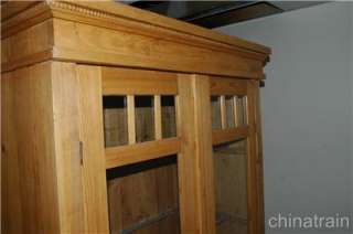   Knotty Pine 2 Glass Door 1 Drawer Display Cabinet Wardrobe 1900  