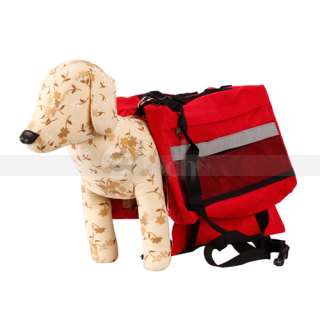 Red Saddle Bag Backpack for Pet Dog Camping Hiking Chest adjustable 