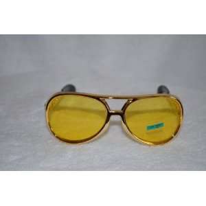   Elvis Sunglasses with Gold Frame   Aviator Glasses Toys & Games
