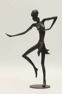   Signed Art Deco Austrian Hagenauer Bronze African Dancer Statue  