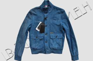 DSQUARED2 RP1999$ BLUE SUEDE LEATHER RUNWAY JACKET  