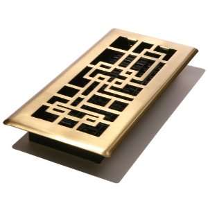 Decor Grates ABH412 SB Abstract Floor Register, Satin Brass, 4 Inch by 