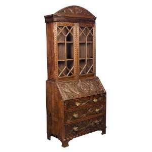  Antique Georgian Oak Bureau Bookcase Furniture & Decor
