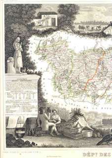 France VOSGES. Original Old Antique Map.Levasseur.1854  