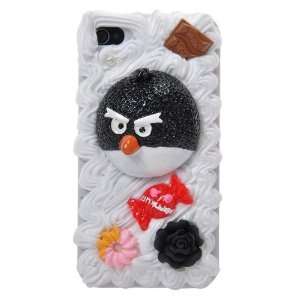  Angry Bird 3D Cake Back Cover for iPhone 4(Black 