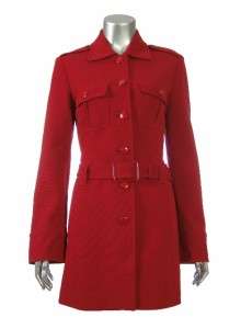 Sutton Studio Womens Red Cotton Knit Belted Jacket 8  