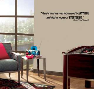 VINYL WALL QUOTE DECAL VINCE LOMBARDI SUCCEED IN ANYTHING AND 