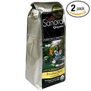 Caffe Sanora Organic Antioxidant Rich, Breakfast Blend Ground Coffee 