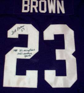 Vikings Ted Brown signed jersey 2 inscriptions w/COA  