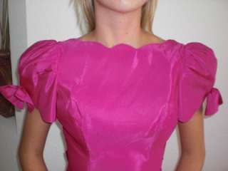 VTG 80s Pink Fushia PROM PARTY BRIDESMAID origami avant DRESS gown 