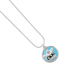  BOO Ghost Hot Blue Pearl Acrylic Pendant Snake Chain 