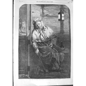  1864 LUCAS FINE ART OLD MAN SLEEPING SHED LAMP PRINT: Home 