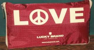 LUCKY BRAND TOTE BAG NEW GIVE LOVE Maroon Tan zipper  