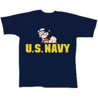  Popeye US Navy Cartoon Hero Military Blue T Shirt 