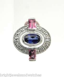 Eye Catching 14k W/G Blue & Pink Sapphire Diamond Accented Stud 