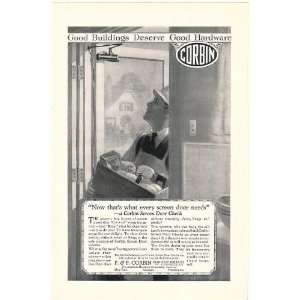  1925 Corbin Screen Door Check Grocer Delivery Boy Print Ad 