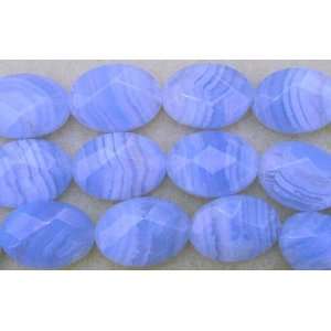  Blue Lace Agate FACETED Puff Ovals; Grade A;  18x13mm  15 