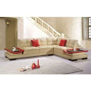   Life 2 Piece Leather Sectional Sofa Set in Ivory / Red