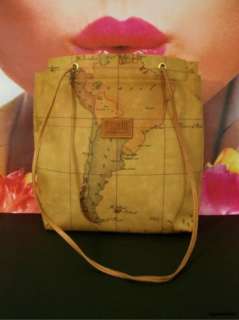 ALVIERO MARTINI 1st CLASSE South America Map Bag Purse Handbag Tote AS 