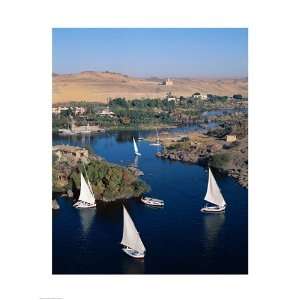 Feluccas on the Nile River, Aswan, Egypt HIGH QUALITY MUSEUM WRAP 