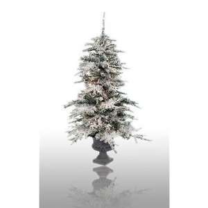   Potted Prelit Flocked Vail Artificial Christmas Tree: Home & Kitchen