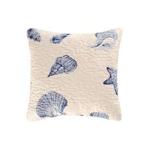  Treasures by the Sea Blue Quilted Throw Pillow