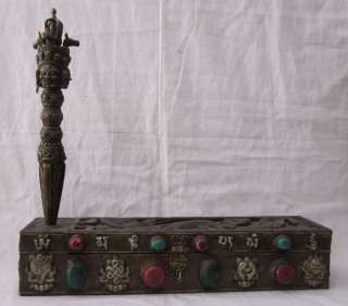 Tibet Tibetan Bronze Hayagriva Phurpa Dagger & Wood Box  