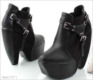 Womens Runway High Platform Ankle Boots Black 5 6 7 8 9  