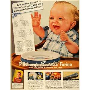  1942 Ad Pillsbury Enriched Farina B Vitamin Flour Baby 