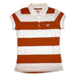   Longhorns Youth Girls Rugby Striped Polo Shirt