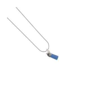  3 D Blue Baby Bottle Snake Chain Charm Necklace: Arts 