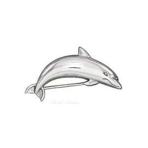    Sterling Silver Jumping Dolphin Or Porpoise Pin Brooch Jewelry