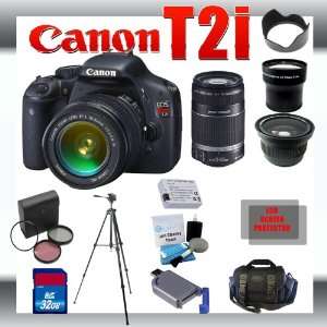 Canon EOS Rebel T2i 18 MP Digital SLR Camera with Canon 18 55mm and 55 
