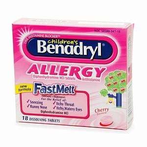  Benadryl Fastmelt Dissolving Tablets, Cherry Flavored   18 