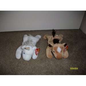  Set of 2 Horse/Unicorn Beanie Babys Derby and Mystic 