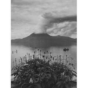  Panorama of Lake Atitlan with Volcano Smoking in 