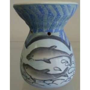  Painted Dolphins Pottery Double Aroma Oil Burner BA 3214 