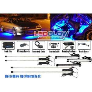    10pc Blue Wireless Led Underbody & Interior Kit Automotive