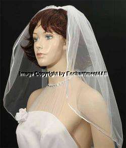 White Wedding Bridal Elbow Veil Tiara Pencil Edge, 26  