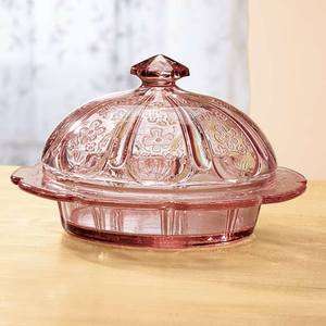 piece Vintage look antique style pink glass depression glass butter 