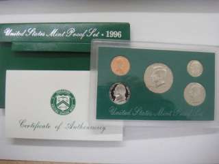 1996 United States Mint Proof Set 5 coins w/ box + COA  
