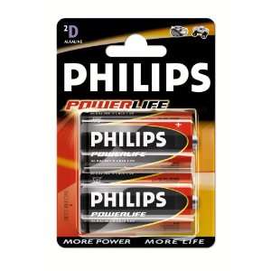  Philips PowerLife LR20 Alkaline Batteries Electronics