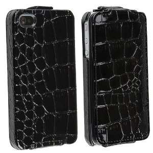   With Apple® iPhone® 4, Black Crocodile Skin Pattern Electronics