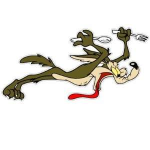 Hungry The Road Runner Wile E. Coyote Cartoon Car Bumper Sticker Decal 